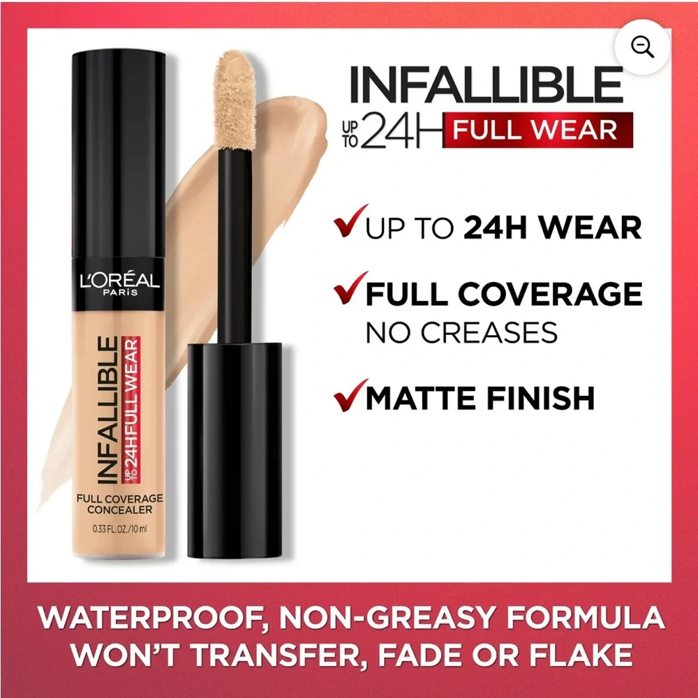 5/25💜L'Oréal Infallible Full Wear Full Coverage Waterproof Concealer - 390 Cedar